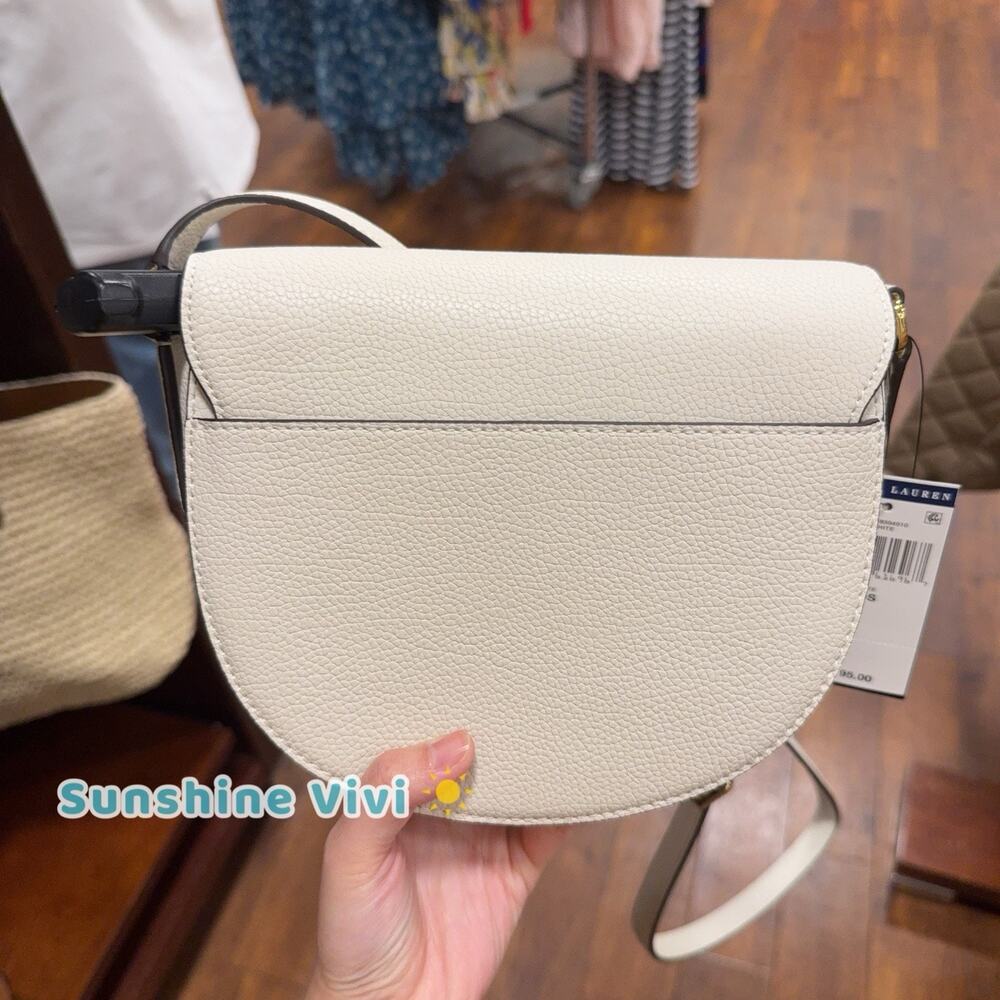 NWT Lauren Ralph Lauren Leather Medium Witley Crossbody Bag Lauren White chalk - Picture 4 of 5